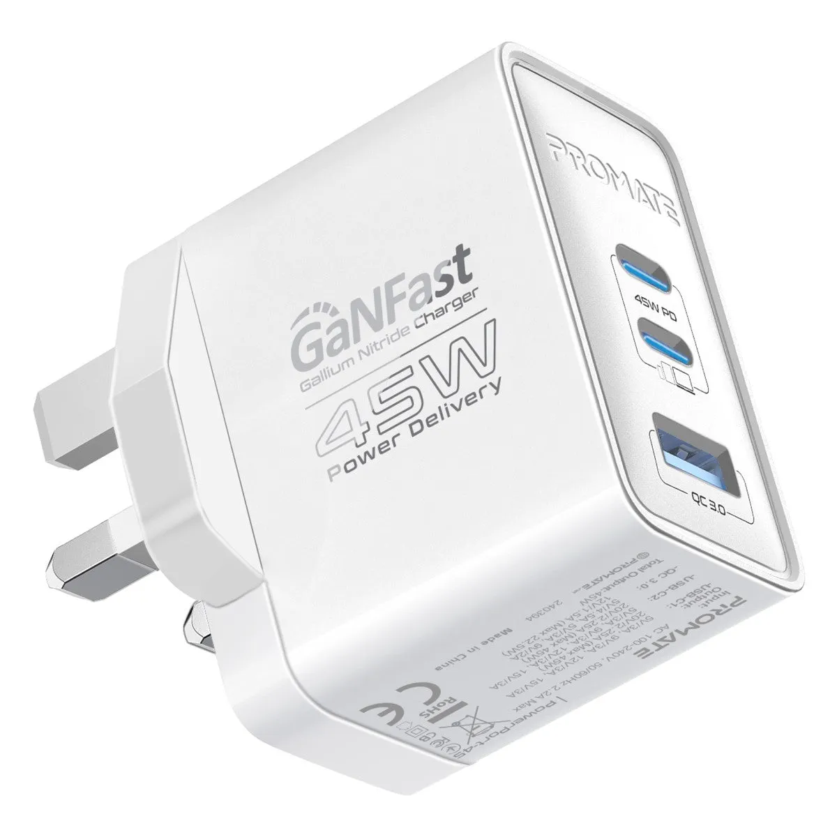 45W Power Delivery GaNFast™ Charger with Quick Charge 3.0