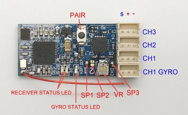 DasMikro DSK-131 Kyosho ASF Compatible Micro 3 Ch Surface Receiver With Gyro