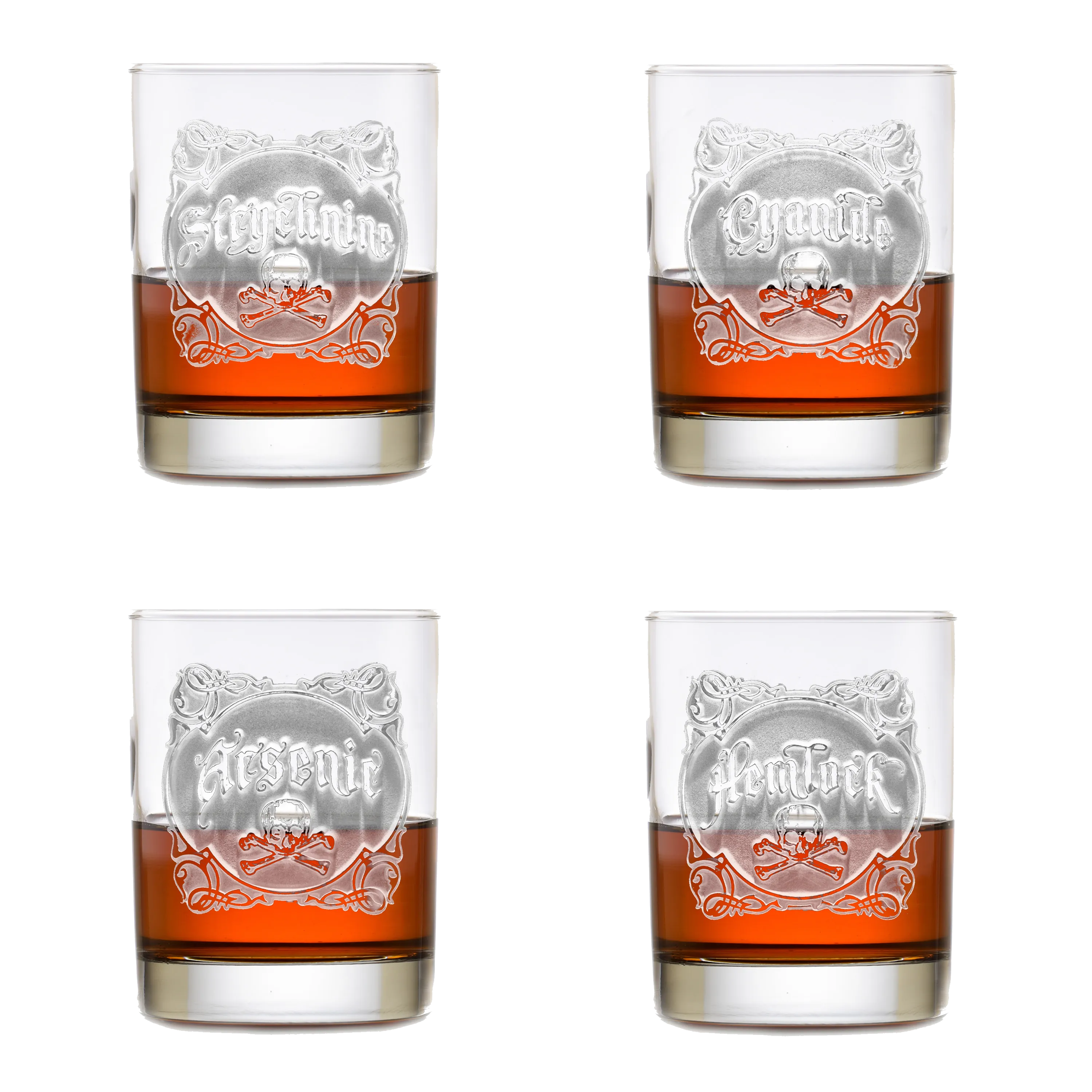 Name Your Poison Rocks Glass Set - Carved