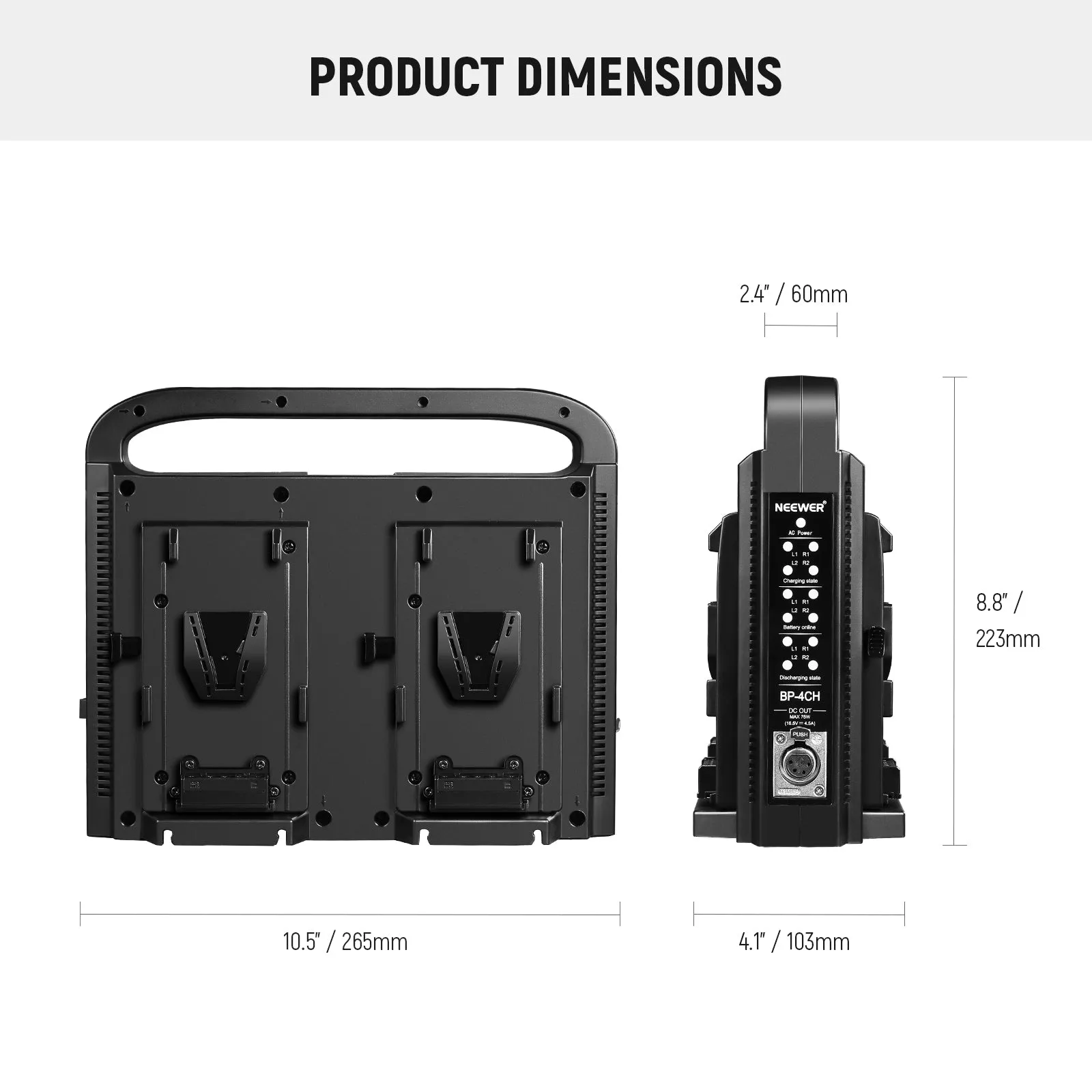 NEEWER BP-4CH 4-Channel V-Mount V-Lock Battery Charger