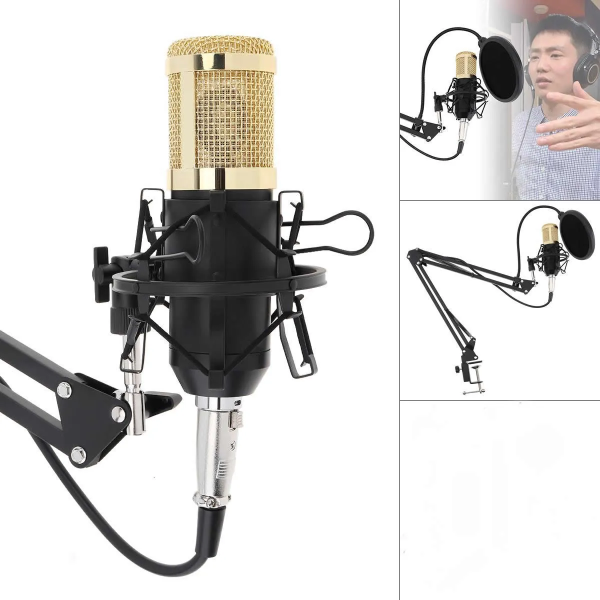 Professional Condenser Microphone Kit Bm800 Gold