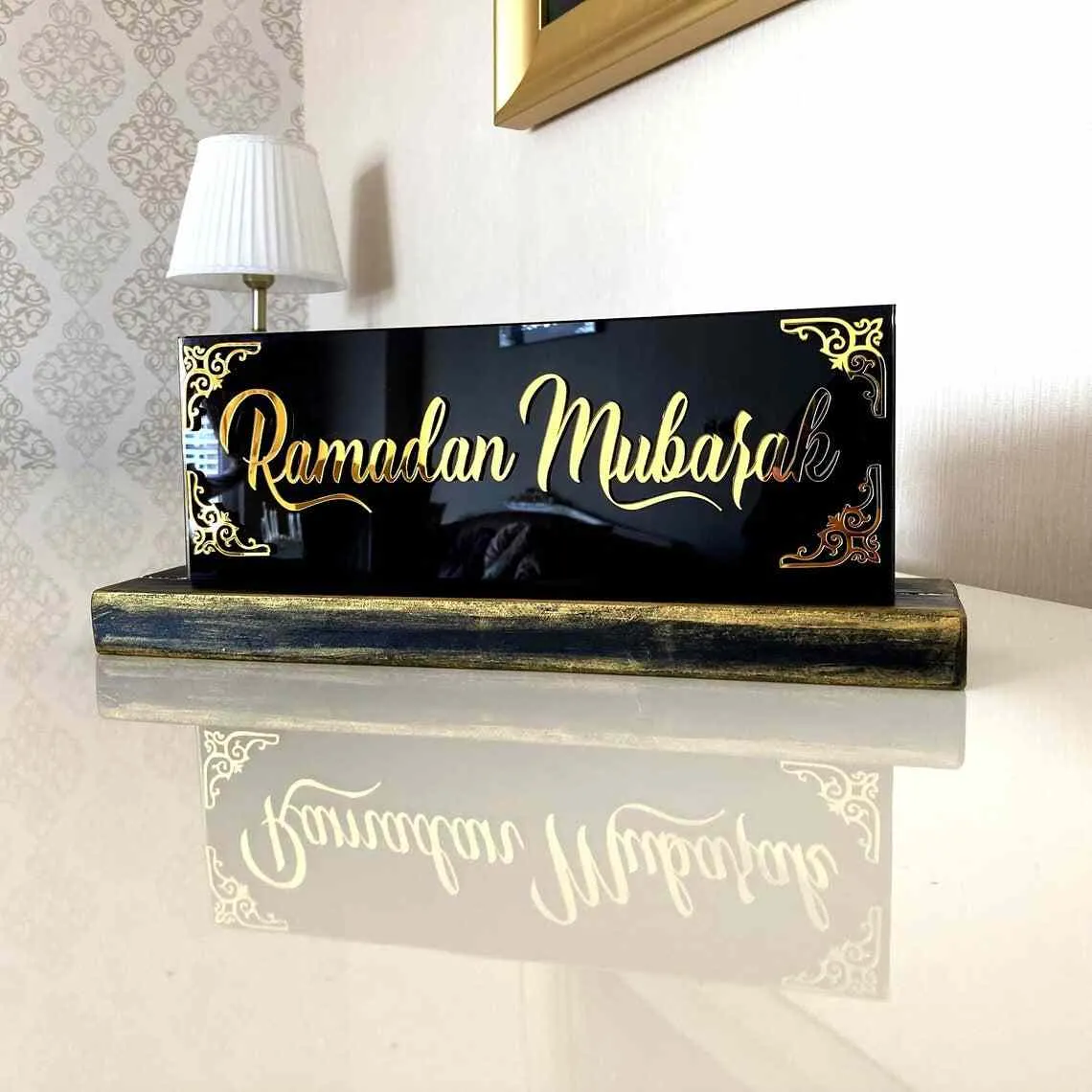 Ramadan Mubarak, Dua for Iftar Glass Decor Islamic Gift Tabletop Art