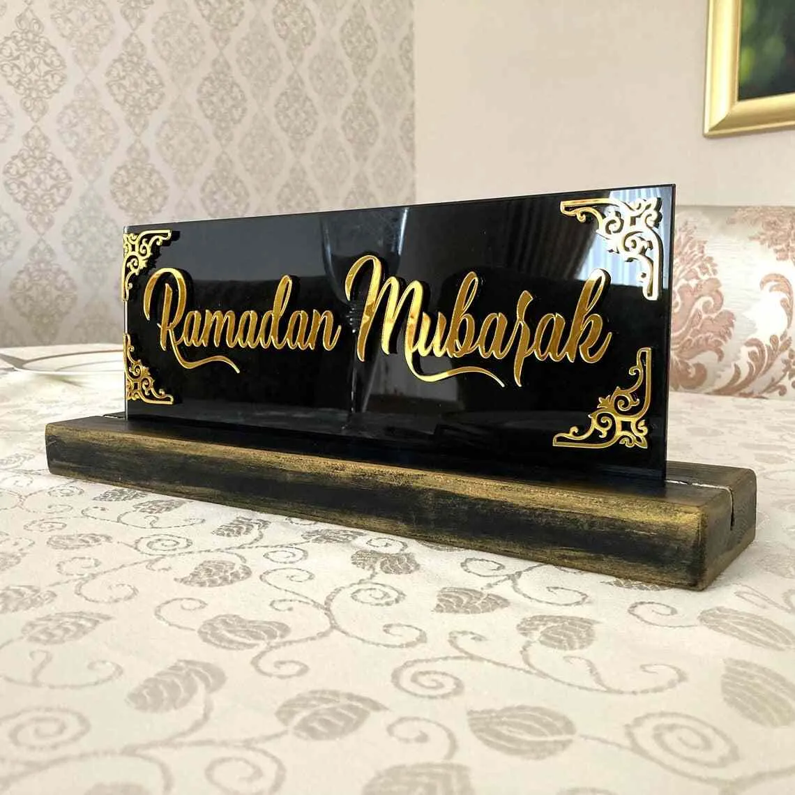 Ramadan Mubarak, Dua for Iftar Glass Decor Islamic Gift Tabletop Art