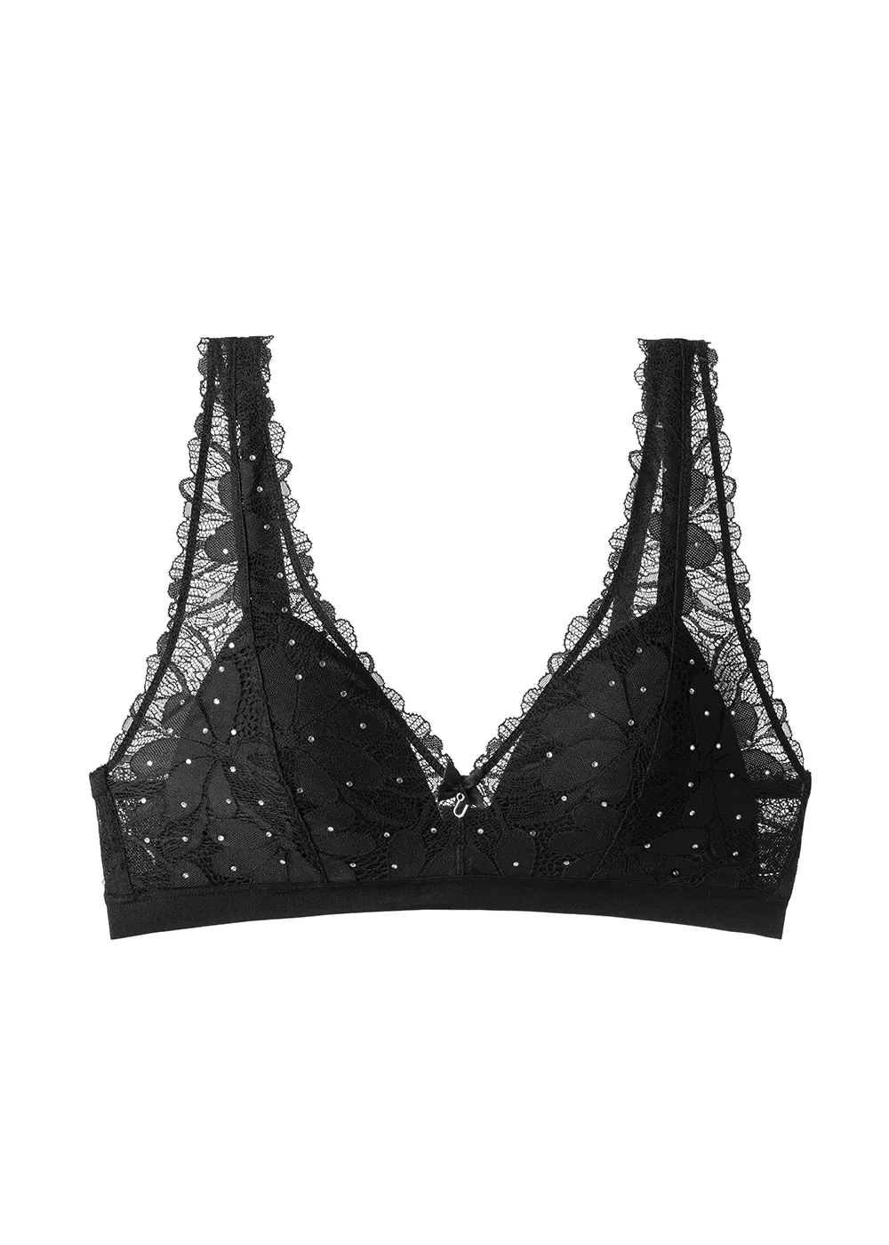 STELLA Sexy Lace Wireless Plunge Bra with Rhinestones