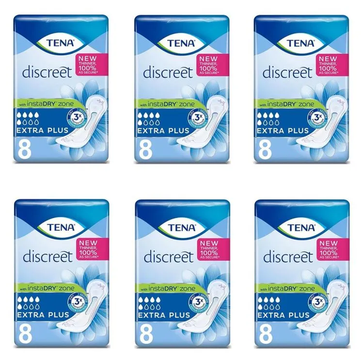 TENA Lady Discreet Extra Plus Pads - 12 Packs of 8 - Free UK P&P