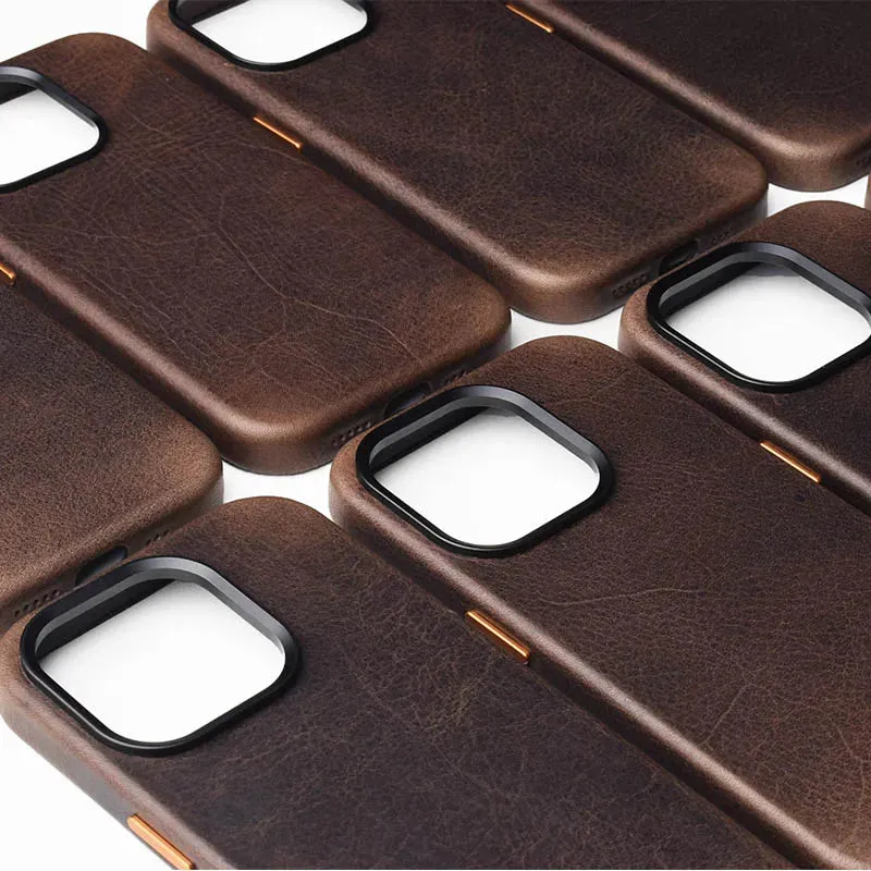 Vegetable-Tanned Leather Case for iPhone 15 Pro Max Quality iPhone 15 Pro Case Leather Strong Magnetic Charging Phone Back Cover