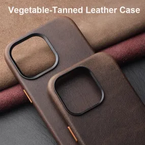 Vegetable-Tanned Leather Case for iPhone 15 Pro Max Quality iPhone 15 Pro Case Leather Strong Magnetic Charging Phone Back Cover